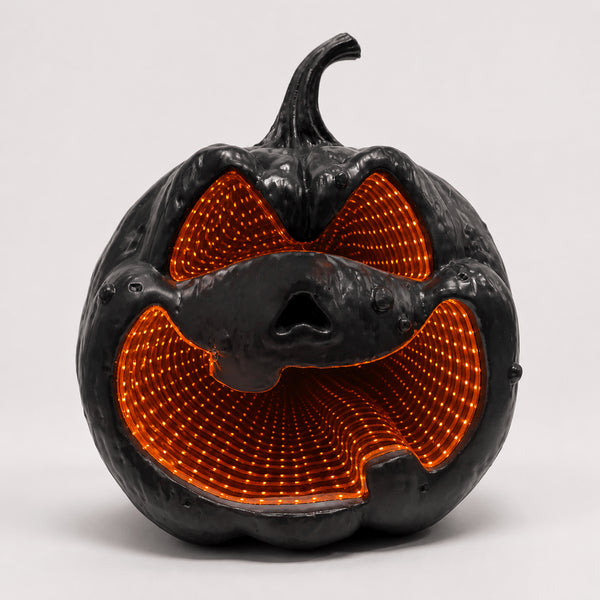 10.9-Inch Black Pumpkin LED Infinity Mirror Halloween Decor