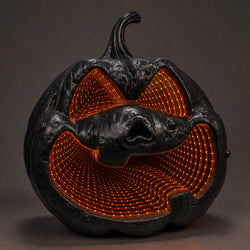 10.9-Inch Black Pumpkin LED Infinity Mirror Halloween Decor thumbnail 3
