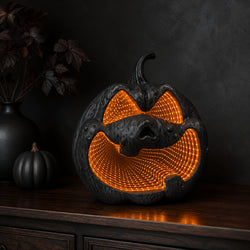 10.9-Inch Black Pumpkin LED Infinity Mirror Halloween Decor thumbnail 4