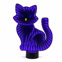 13" LED Black Cat Infinity Light – Purple Halloween Decor thumbnail 2