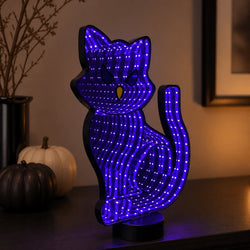 13" LED Black Cat Infinity Light – Purple Halloween Decor thumbnail 3