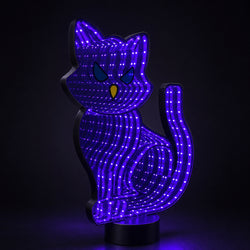 13" LED Black Cat Infinity Light – Purple Halloween Decor thumbnail 4