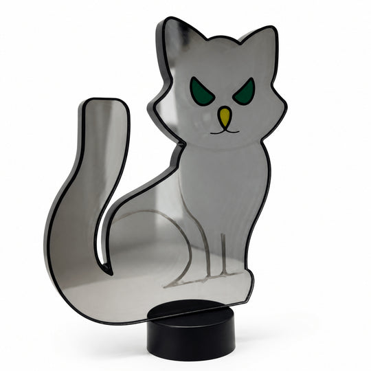 13" LED Black Cat Infinity Light – Purple Halloween Decor
