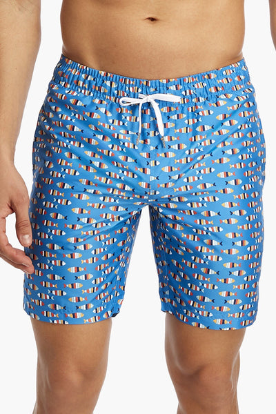 2(X)IST Multi Striped Fish Catalina Swim Short