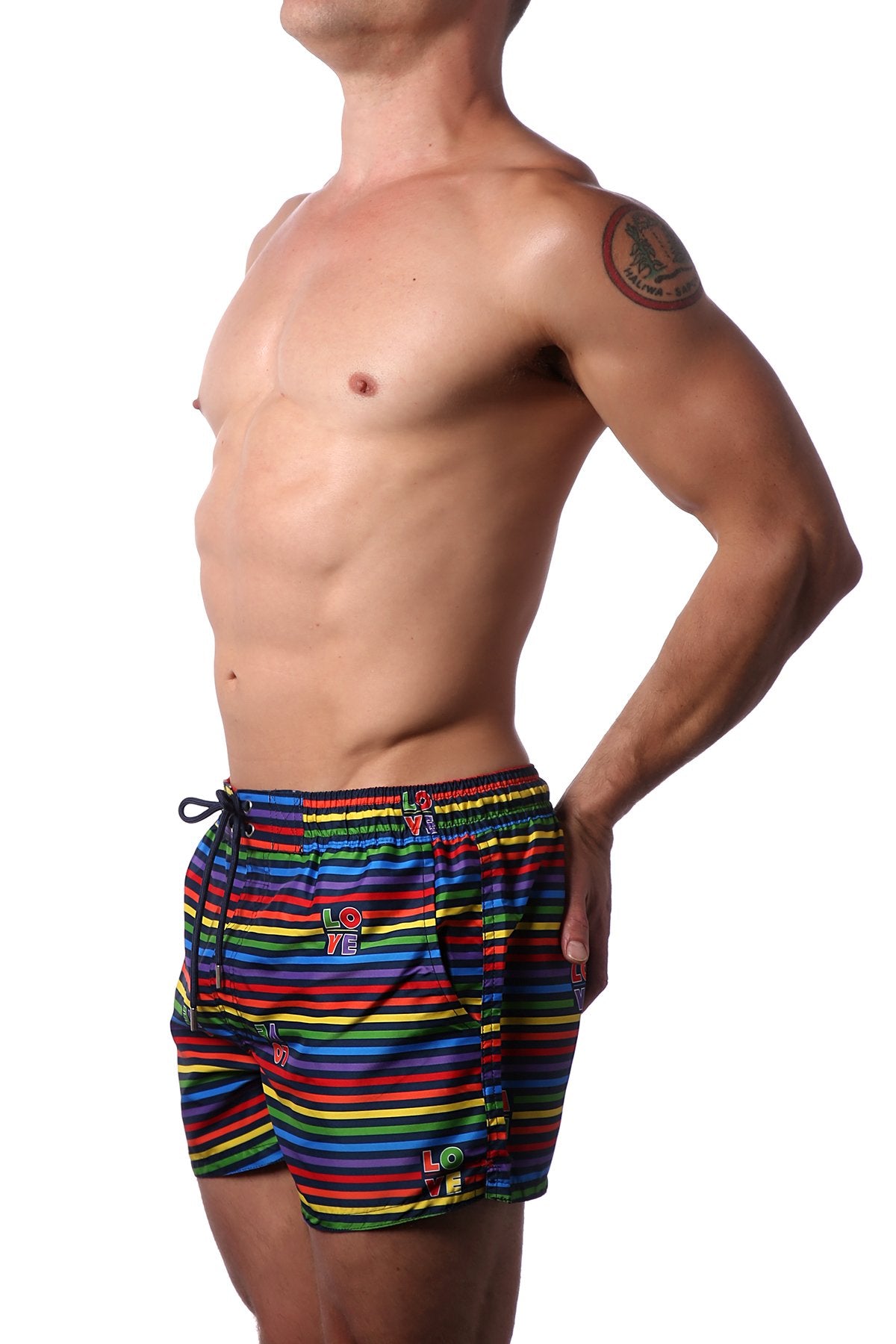 2(x)ist Essential Ibiza Rainbow-print Swim Shorts Love Stripe