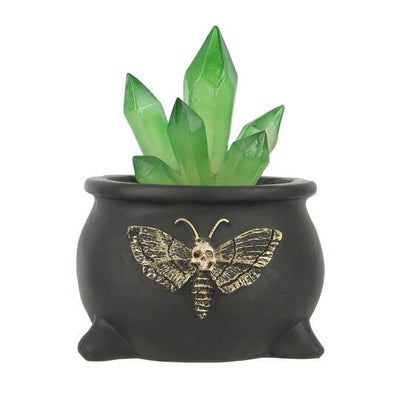 6.8” Light-Up Cauldron with Crystals Decoration – Mystical Halloween Accent