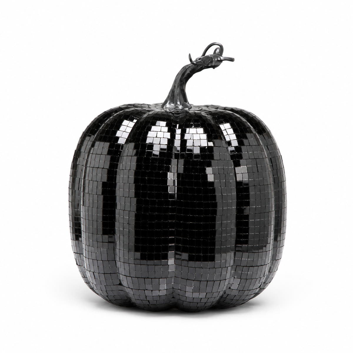 7.75-Inch Black Disco Pumpkin Tabletop Decor