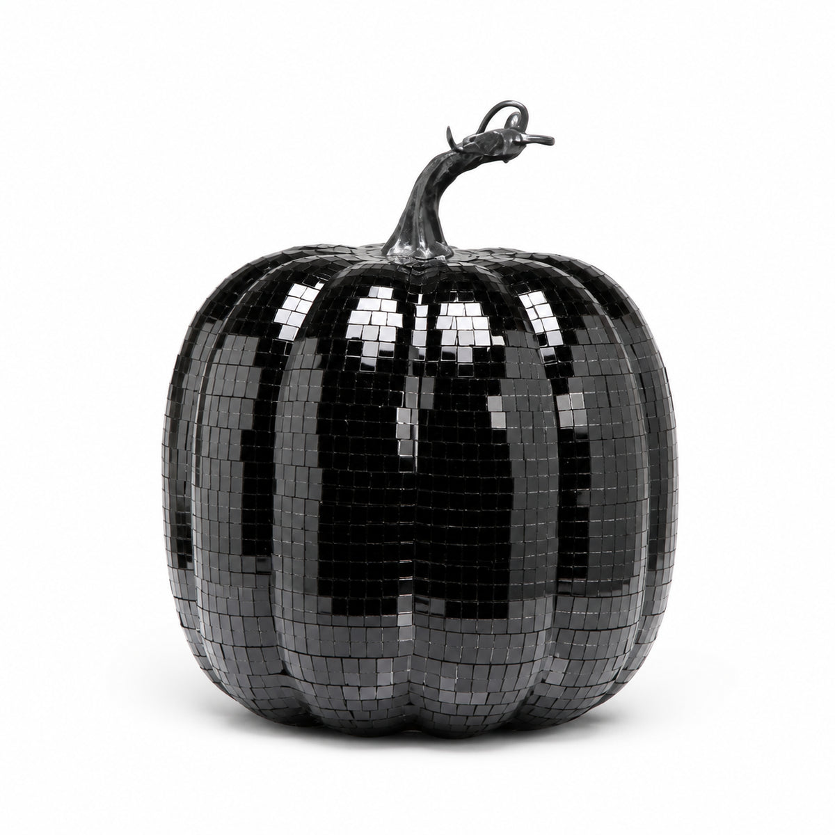 7.75-Inch Black Disco Pumpkin Tabletop Decor