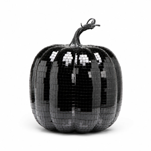 7.75-Inch Black Disco Pumpkin Tabletop Decor