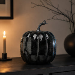 7.75-Inch Black Disco Pumpkin Tabletop Decor thumbnail 4