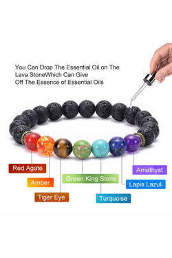 7-Chakra Black Lava-Stone Healing Bracelet thumbnail 3