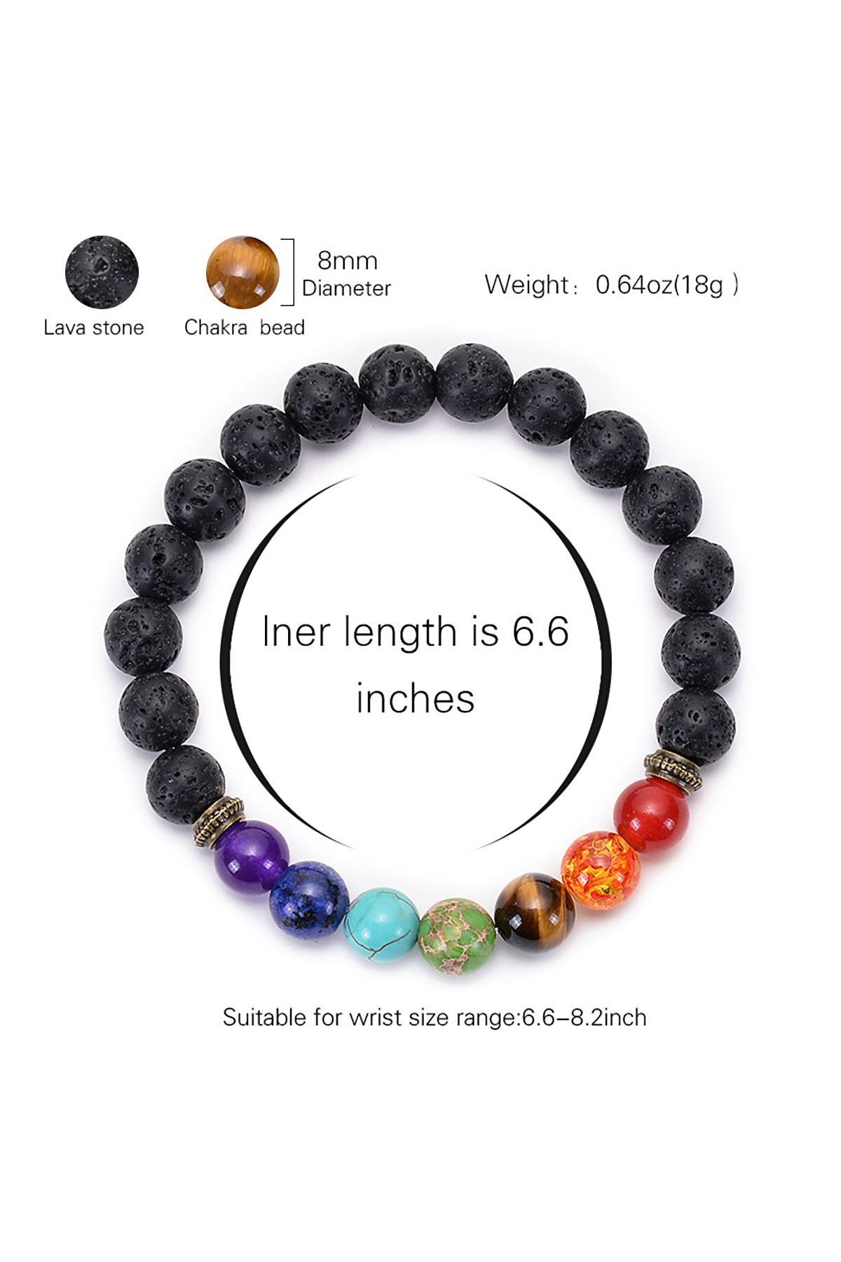 7-Chakra Black Lava-Stone Healing Bracelet