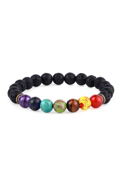 7-Chakra Black Lava-Stone Healing Bracelet thumbnail 2