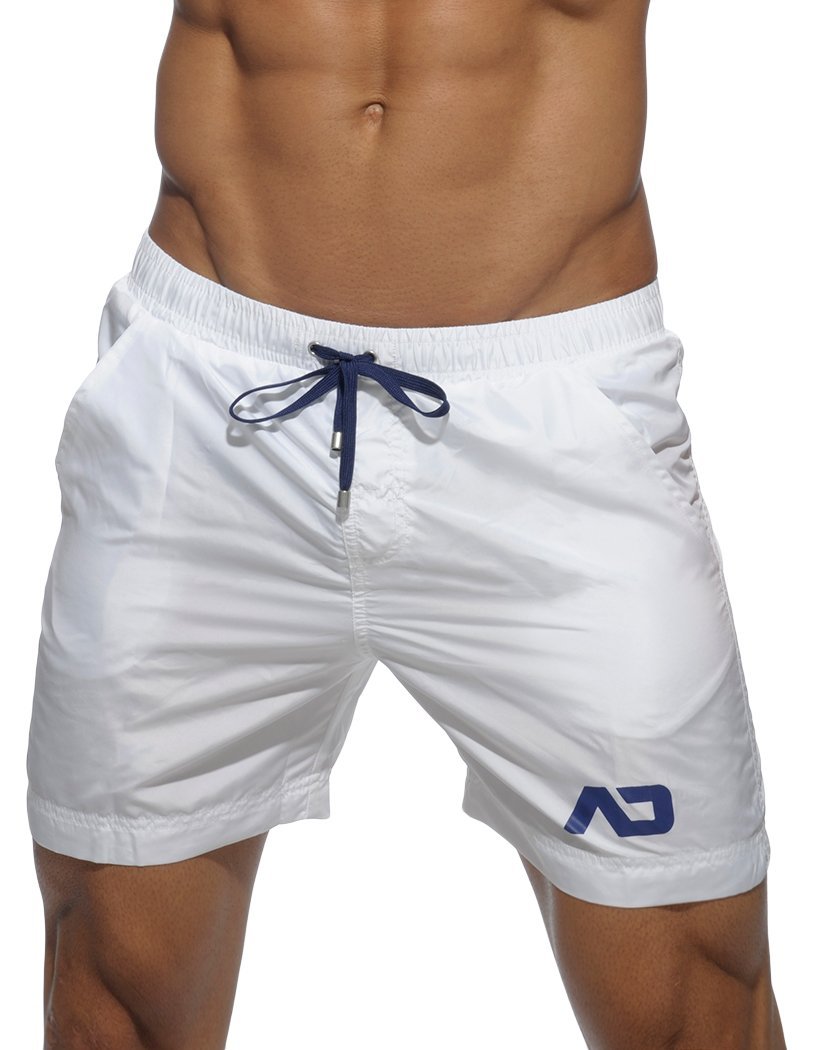 Addicted White Basic Long Swim Short
