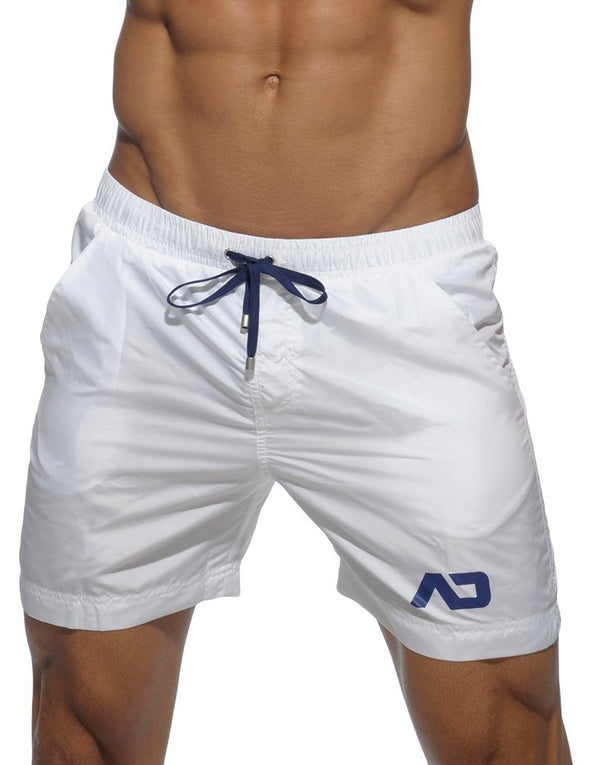 Addicted White Basic Long Swim Short