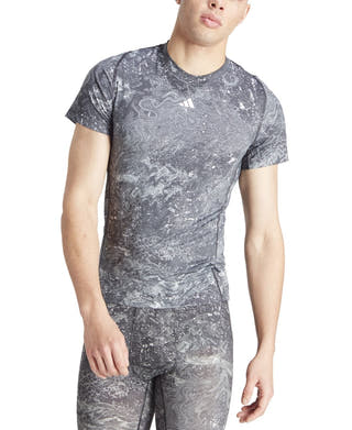Adidas Tech - Fit Moisture - Wicking Swirl Compression T - Shirt - Black Multi