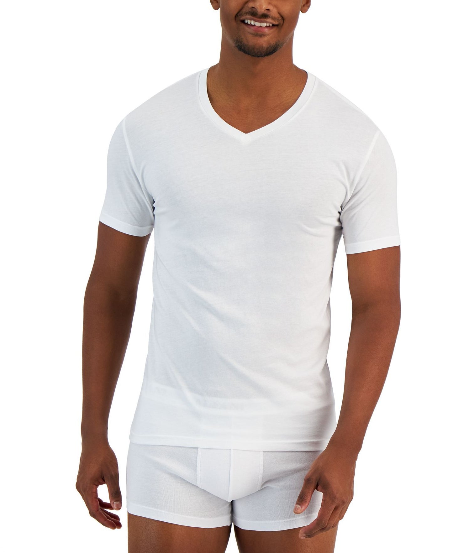 Alfani 4-Pk. Slim-Fit Solid V-Neck Cotton Undershirts