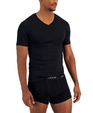 Alfani 4-Pk. Slim-Fit Solid V-Neck Cotton Undershirts