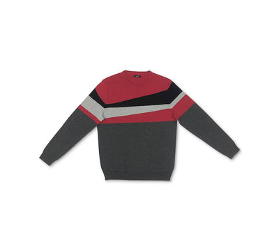 Alfani Blocked Crewneck Cotton Sweater Jester Red