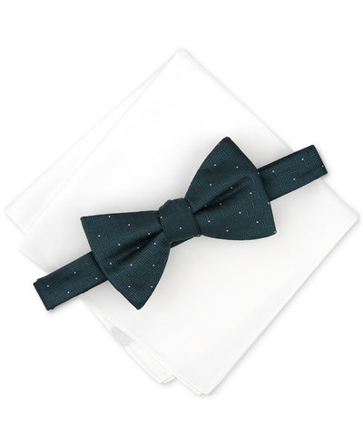 Alfani Brookes Dot-Pattern Bow Tie & Solid Pocket Square Set