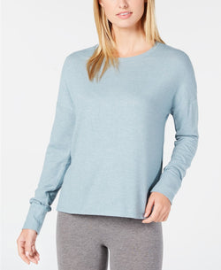 Alfani Brushed Hacci Knit Pajama Top in Azure Mist Heather thumbnail 2