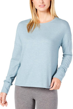 Alfani Brushed Hacci Knit Pajama Top in Azure Mist Heather thumbnail 1