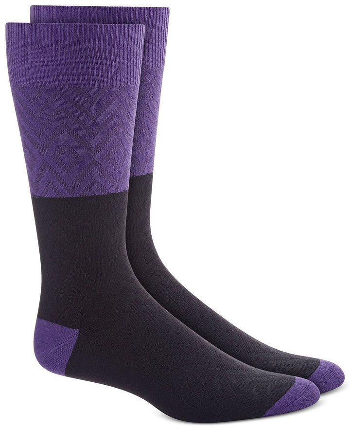 Alfani Colorblocked Textured Diamond Socks Purple