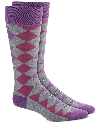 Alfani Diamond Striped Argyle Socks Grey Purple