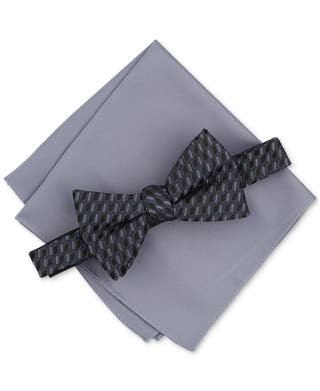 Alfani Empire Geo-Print Bow Tie & Pocket Square Set