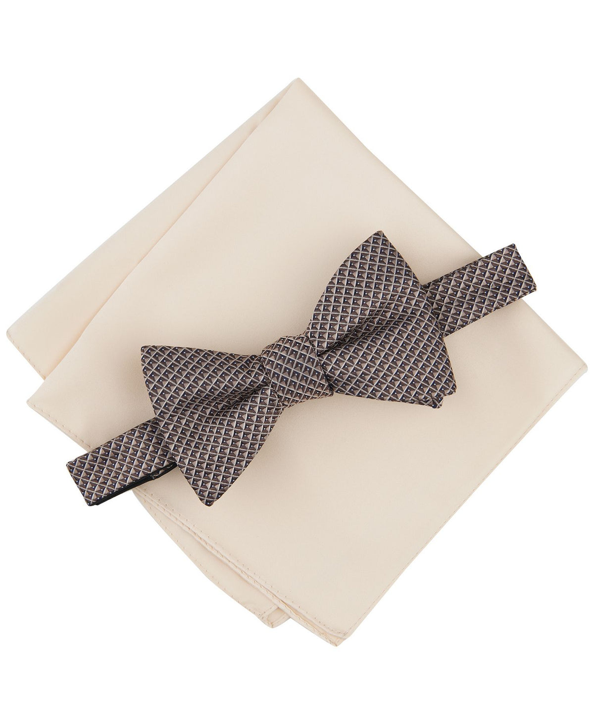 Alfani Galway Mini-Chevron Bow Tie & Solid Pocket Square Set