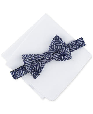 Alfani Holland Textured Bow Tie & Pocket Square Set