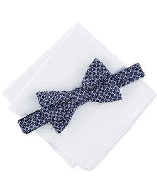 Alfani Holland Textured Bow Tie & Pocket Square Set