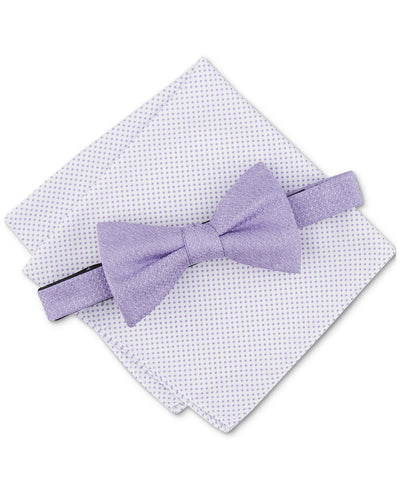 Alfani Minetta Solid Bow Tie & Textured Pocket Square Set