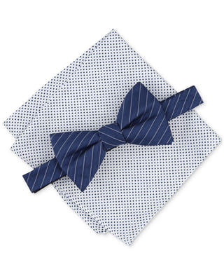 Alfani Ozark Stripe Bow Tie & Dot Pocket Square Set