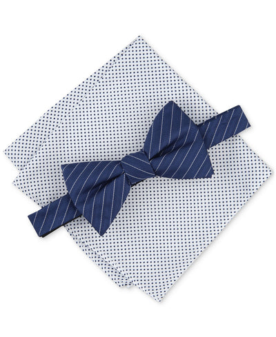 Alfani Ozark Stripe Bow Tie & Dot Pocket Square Set
