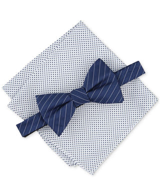 Alfani Ozark Stripe Bow Tie & Dot Pocket Square Set