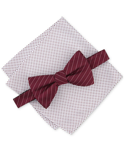 Alfani Ozark Stripe Bow Tie & Dot Pocket Square Set