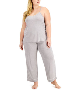 Alfani Plus Knit Tank Top Pajama Set Heather Grey thumbnail 1