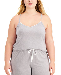 Alfani Plus Knit Tank Top Pajama Set Heather Grey thumbnail 2