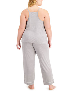 Alfani Plus Knit Tank Top Pajama Set Heather Grey thumbnail 3