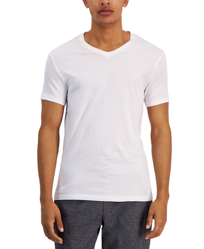 Alfani Regular-Fit V-Neck Solid Undershirts Pack of 4