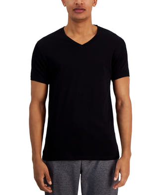 Alfani Regular-Fit V-Neck Solid Undershirts Pack of 4