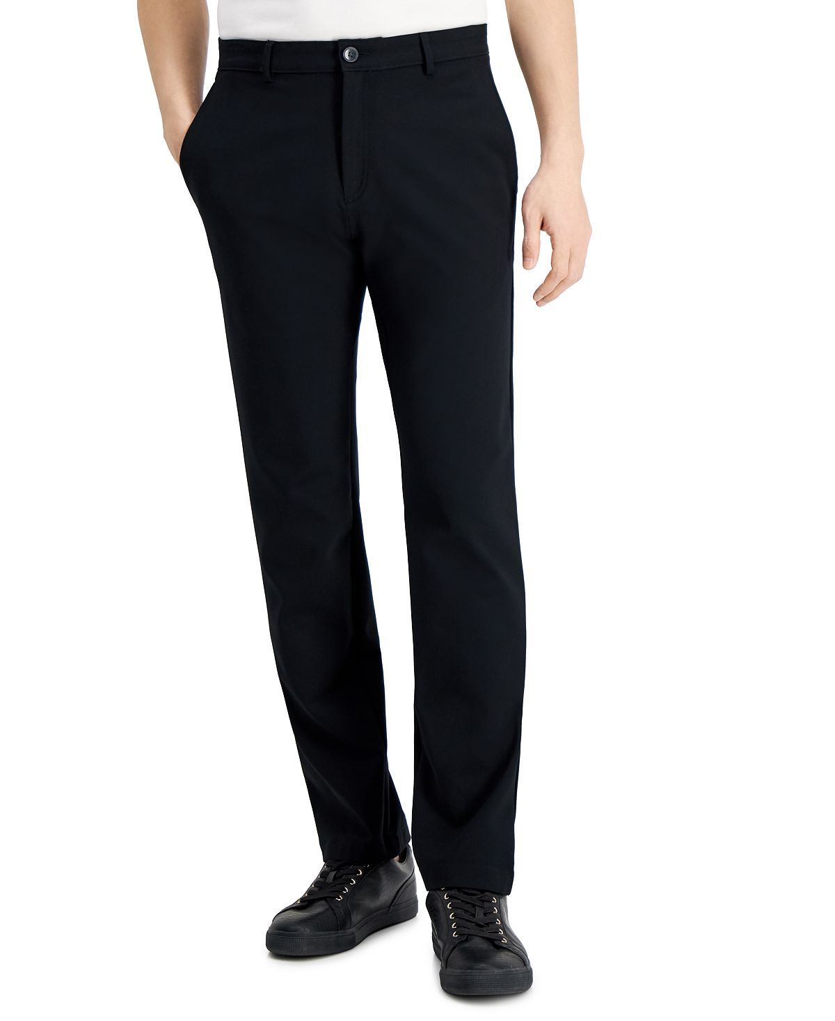 Alfani Regular-fit Solid Tech Pants Deep Black