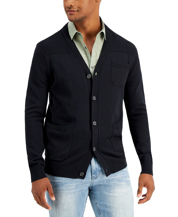 Alfani Solid Pocket Cardigan Deep Black