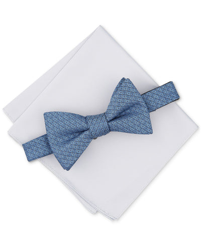 Alfani Stirling Geo-Pattern Bow Tie & Solid Pocket Square Set