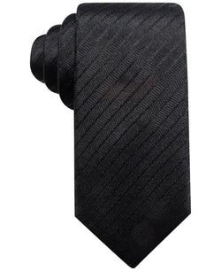Alfani Stripe Silk Slim Tie Black thumbnail 1