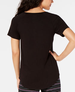 Alfani Super Soft Henley Pajama T-shirt Classic Black thumbnail 3