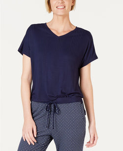 Alfani Super Soft Ribbed Pajama Top in Ink Blue thumbnail 2
