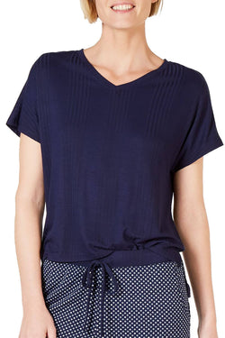 Alfani Super Soft Ribbed Pajama Top in Ink Blue thumbnail 1