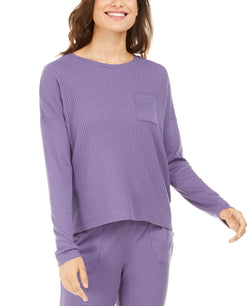 Alfani Thermal Pajama Top Plum Garden thumbnail 1